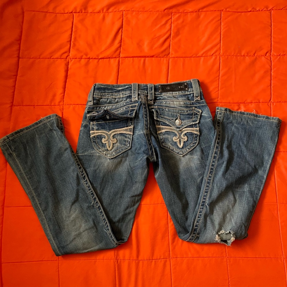 Rock Revival Jeans Womens 27 Blue Bootcut Paula Boot Distressed